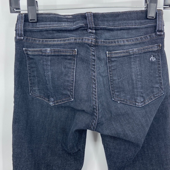 RAG & BONE Mid-Rise Skinny Black Rae Dark Wash Cotton Blend Jeans Size 25 - Picture 8 of 11